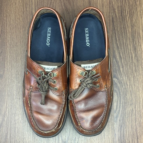 Sebago Tan Leather Boat Shoes - Picture 8 of 10